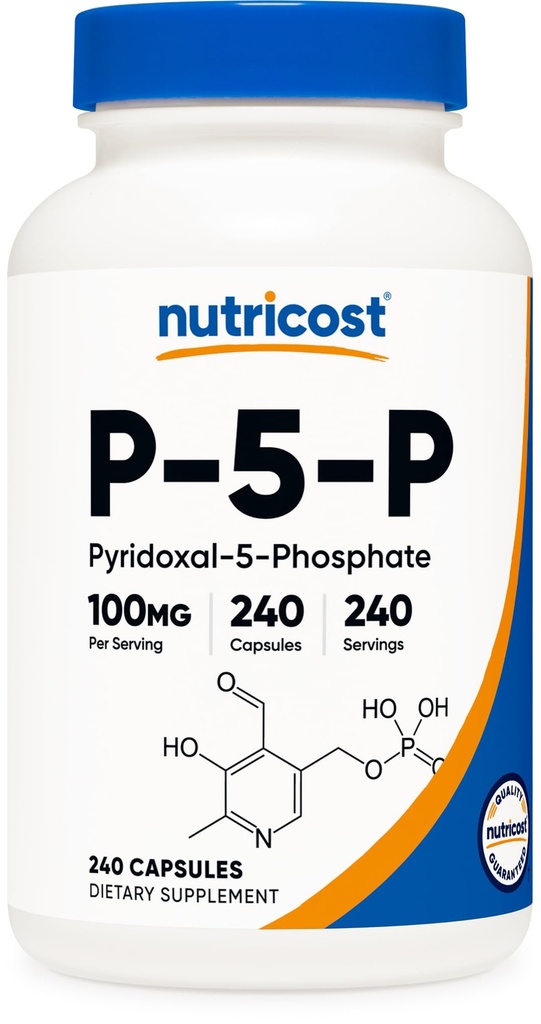 영양소 P5P 비타민 B6 보충 100mg, 240 캡슐 (Pyridoxal-5-Phosphate) - 채식 친화적 인, 비 GMO, 글루텐 무료