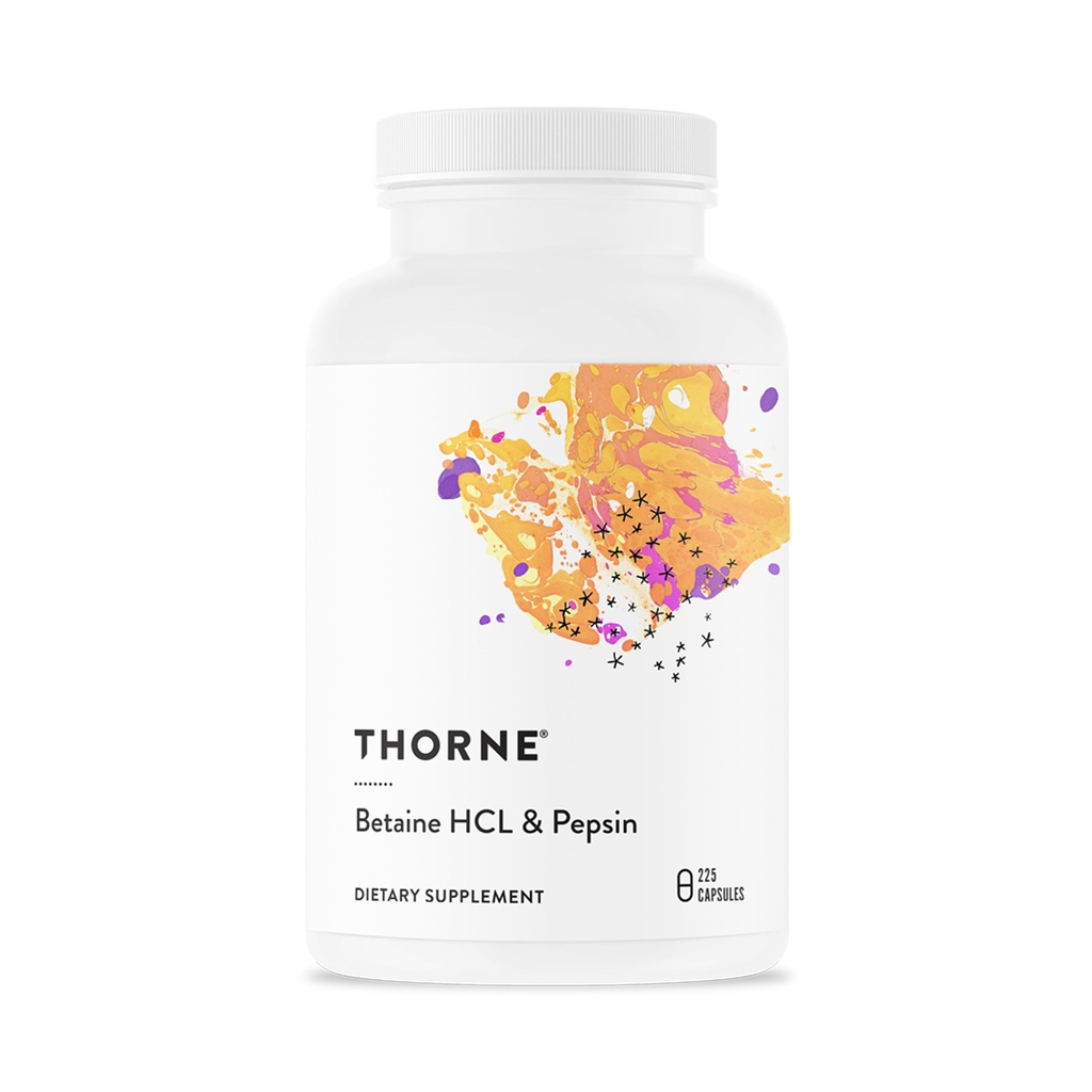 THORNE - 베타인 HCL & Pepsin - 단백질 고장 및 흡수를위한 소화 효소 * - 225 캡슐