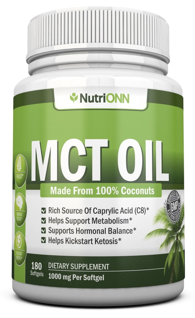 MCT 오일 - 서빙 당 3000mg - 180 Softgels - 100 % 유기농 코코넛 - 비 GMO, 냉 프레스, Paleo 친절한 캡슐 - Focus & Gut Health에 적합