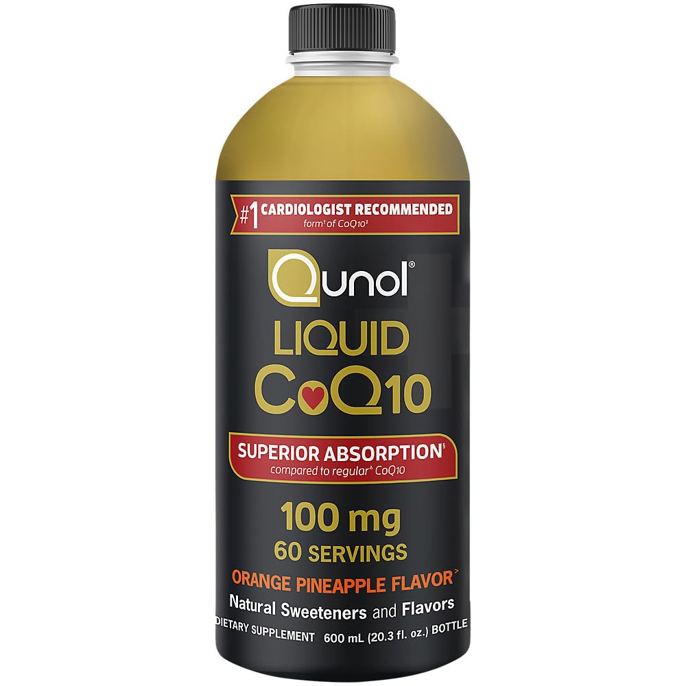 Qunol 액체 CoQ10 100mg의 Coenzyme Q10의 우량한 흡수 자연적인 보충교재 모양, 심장 건강을 위한 산화 방지제, 오렌지 파인애플 맛을 내는, 60의 서빙, 20.3 oz 병
