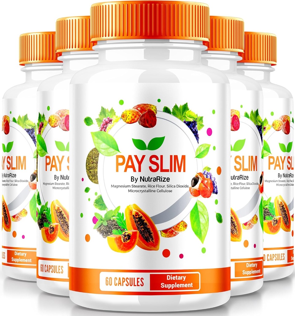NutraRize (5 팩) 지불 슬림 캡슐, PaySlim 건강 체중 감소를위한 모든 자연 보충, 프리미엄 포뮬러 몸과 피트니스 목표 달성, 공식 리뷰 (300 캡슐)