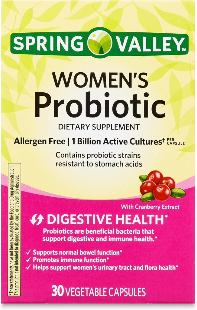 Prebiotic Inulin & Cranberry와 여성 프로 바이오 틱 보충 – 소화, 유린, & 면역 건강 지원, 1 억 활성 문화, 8 Strains, 30 카운트 캡슐 – 여성을위한 Gut Health Probiotics