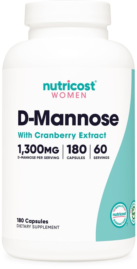 여성 1300mg 180 캡슐을 위한 크랜베리 추출물을 가진 Nutricost D-Mannose