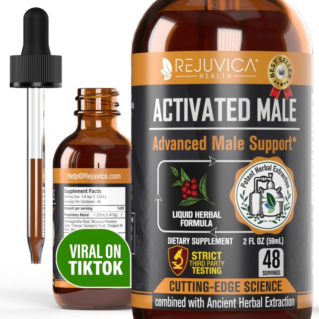 Rejuvica 건강 활성화 남성 - 고급 남성 리비도 지원 Tincture - 더 나은 흡수를위한 향상된 액체 배달 - Ashwagandha, Mucuna, Tongkat Ali, Tribulus & More!