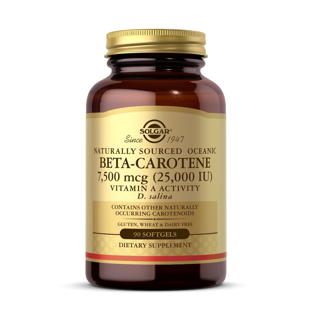 Solgar Oceanic Beta-Carotene 25,000 IU - 90 Softgels - 강력한 항산화 - 100 % 천연 Pro-Vitamin A - 글루텐 무료, 낙농 무료 - 90 서빙