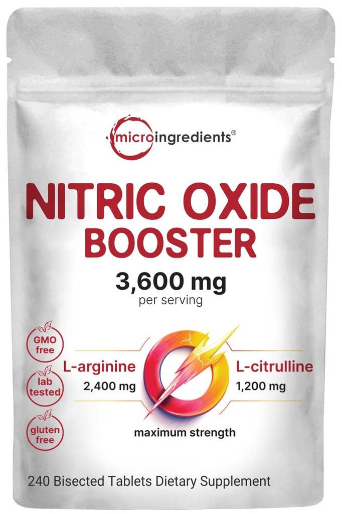 남성 및 여성 3,600mg, 240 Bisected Tablets|80 서빙|L-Arginine & L-Citrulline의 최대 강도 산화 부스터 | 근육, 순환 및 심장 건강 지원