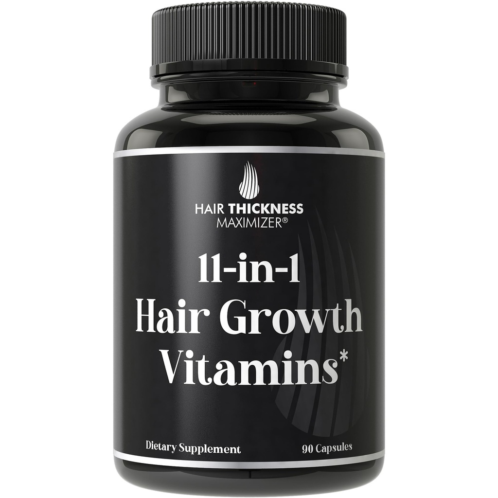 11-in-1 Vegan Hair Growth Vitamins for Thinning & Brittle Hair – 5000mcg Biotin, Pumpkin Seed, 아연과 고급 비타민 복합체. 여성 및 남성을위한 더 두꺼운, Healthier-Looking Scalp 지원