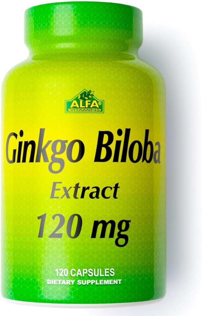 ALFA VITAMINS 은행나무 Biloba 120mg 지원 뇌 기능 & 기억 지원 - 120의 캡슐