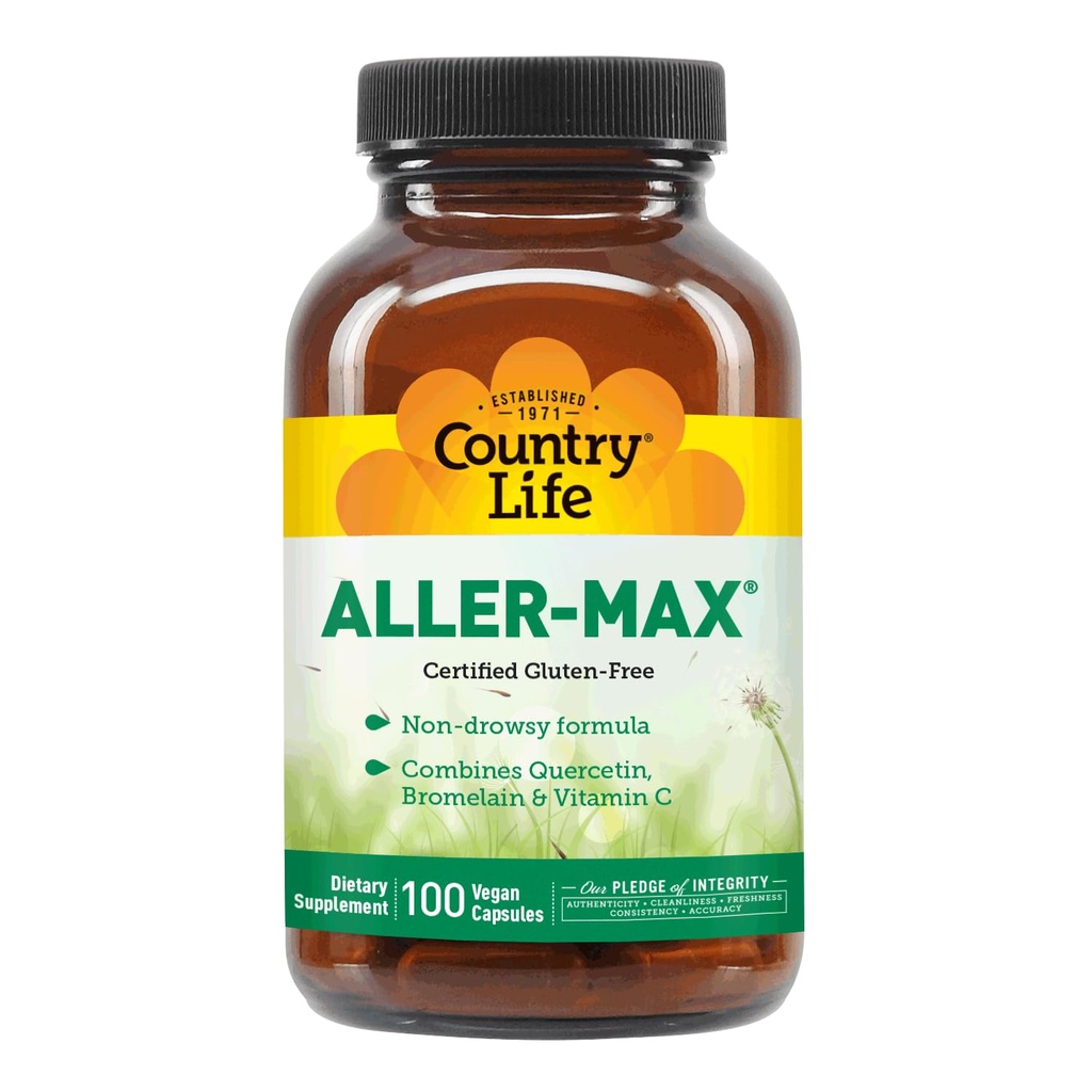 Country Life Aller-Max - Quercetin는 Bromelain과 보충 교재 - 비타민 C, 아연 및 식물 혼합을 가진 면역 지원 - 증명된 글루텐 자유로운, Vegan (100의 조사 1))