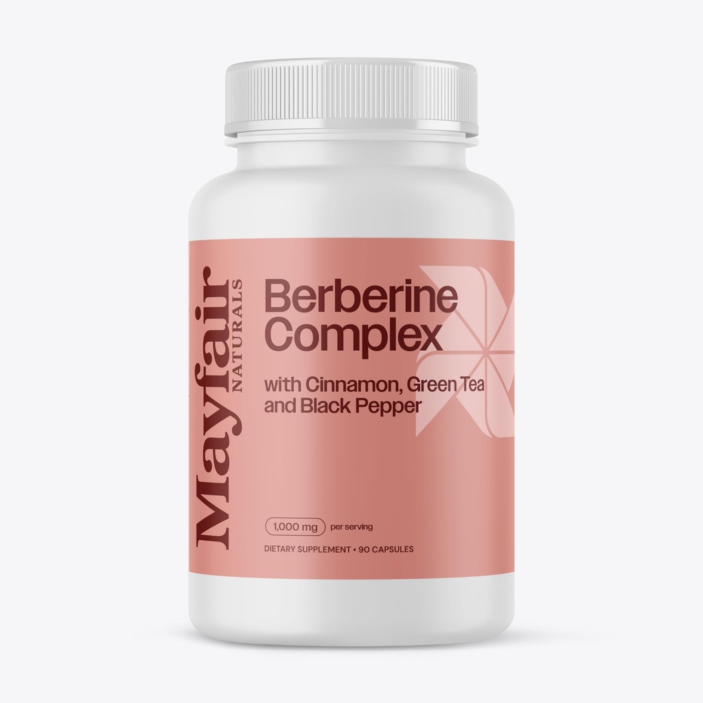 Berberine Complex 보충교재, Cinnamon와 더불어, 녹차 및 까만 고추 90의 캡슐