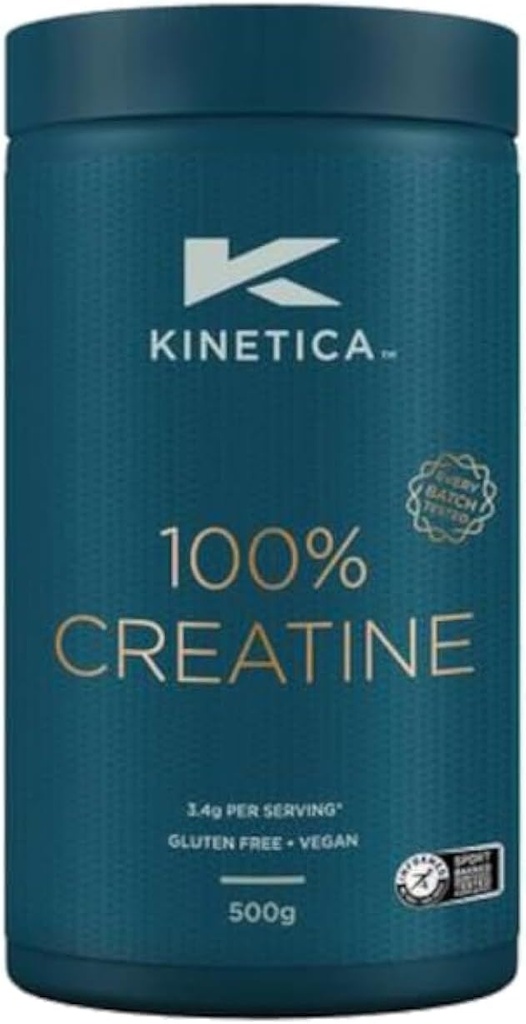 Kinetica 100% 크레아틴 Monohydrate 분말, 147의 서빙, Creapure 크레아틴. 영양 보충제, 채식 및 글루텐 무료 500g