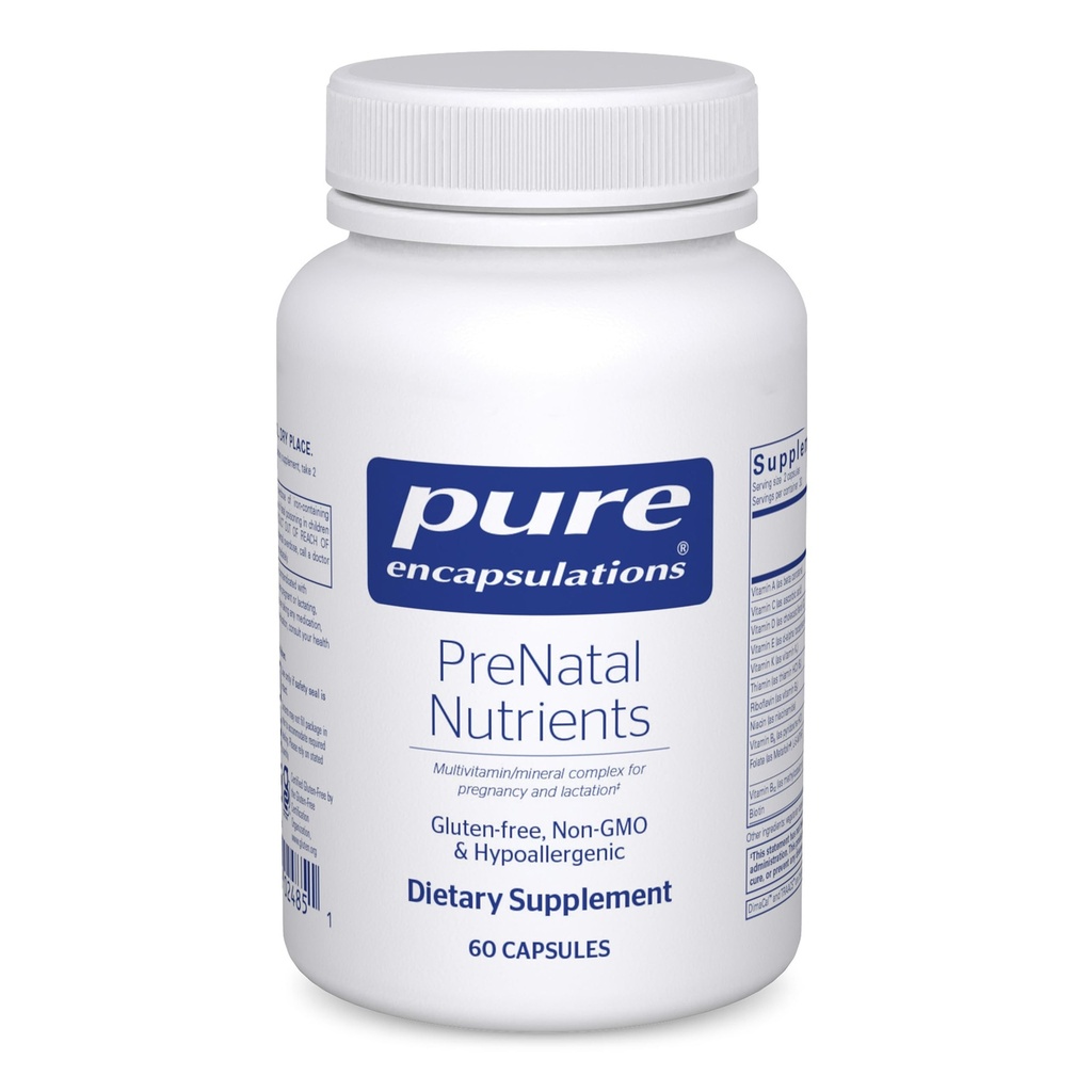 Pure Encapsulations PreNatal Nutrients - 임신 및 Lactation - Aids Energy & DNA Development* - Folate, Choline & Iron - 글루텐 무료 & Non-GMO - 60 캡슐
