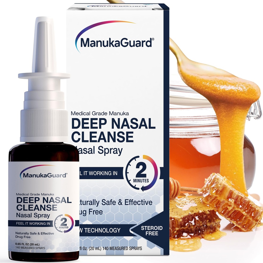 ManukaGuard 의학 급료 Manuka 꿀 소화 지원, Sinus 및 알레르기 기복, Nasal Moisturizing, 뉴질랜드 꿀, MGO 600, 0.65 fl oz 병을 위한 Saline 해결책을 가진 자연적인 Nasal 살포