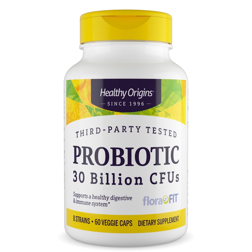 건강한 근원 Probiotic 30 억 CFU (Shelf 안정, 비 GMO, 글루텐 자유로운, 소화 건강, Gut 건강, 면역 지원), 60의 Veggie 모자