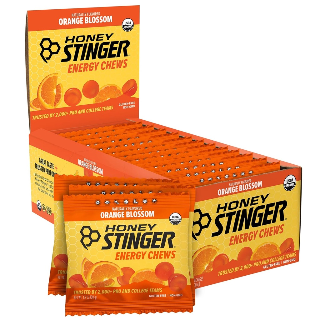꿀 Stinger 유기 오렌지 Blossom Energy Chew, 글루텐 무료 & 카페인 무료, 운동, 실행 및 성능, 홈 & 체육관에 대한 스포츠 영양, 사전 및 중간 운동, 12 팩, 21.6 Ounce
