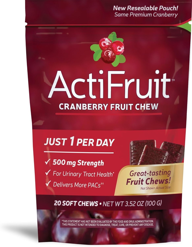 효소 치료 Actifruit Cranberry 보충 Cran-max, 500 mg, 20 소프트 체스, 박스 (패치 2)