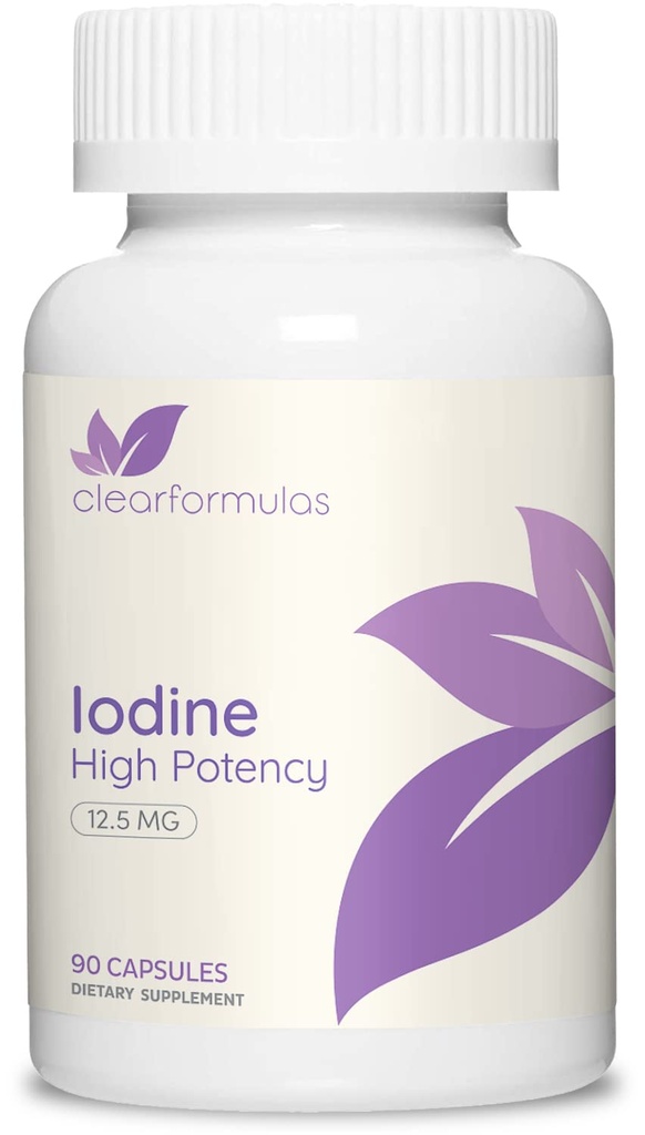 높은 효능 칼륨 Iodine 보충교재 - 칼륨 Iodide USP와 자유로운 Iodine 캡슐 12.5mg 정확한 노출량 혼합 - Thyroid 에너지 & 면제 (3 달)를 위한 Lugol의 보충교재에 캡슐 대안
