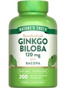 Nature's Truth Ginkgo Biloba 120mg | Plus Bacopa | 200 빠른 릴리스 캡슐 | 표준화 된 추출물 | Non-GMO 및 글루텐 무료 보충