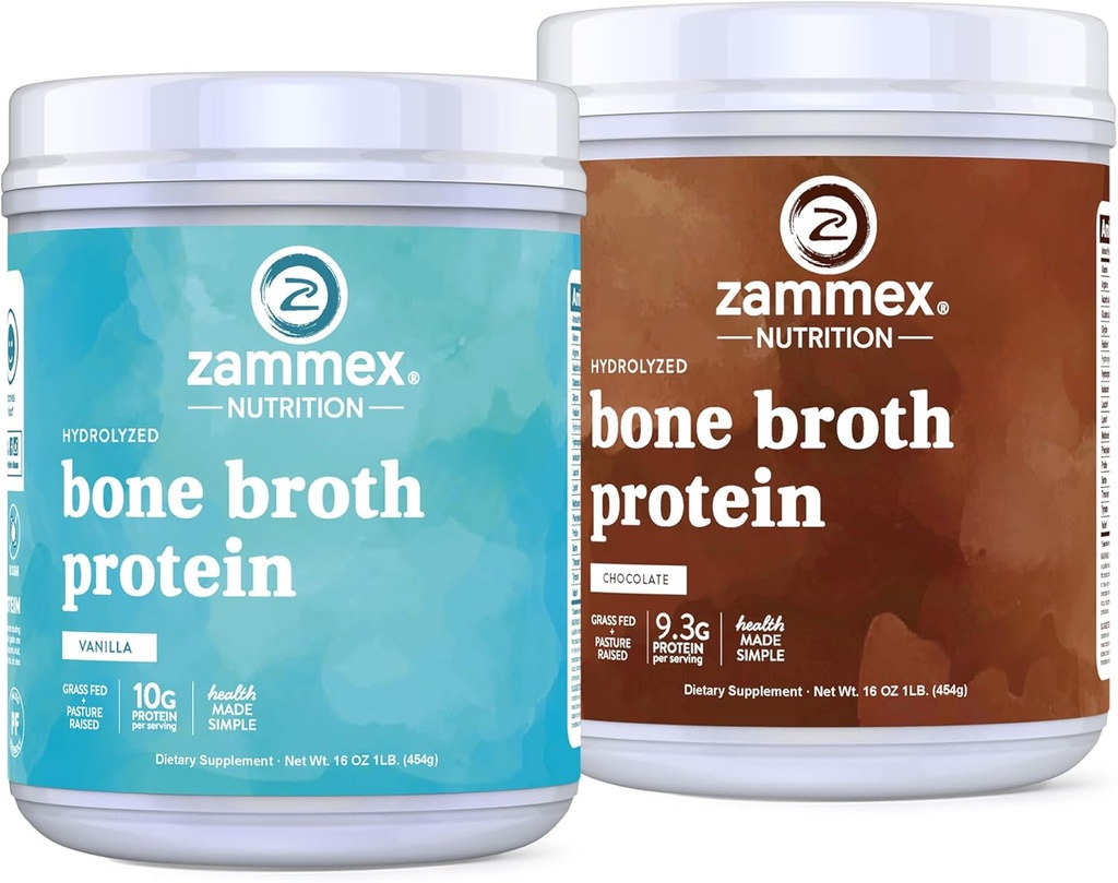 Zammex 뼈 Broth 단백질 분말, Chocolate+Vanilla 풍미