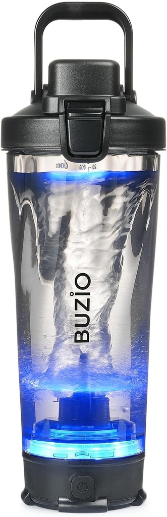 BUZIO 전기 단백질 셰이커 병, 24 oz Shake 믹서 병, 단백질 섞는 셰이커 컵을 위한 USB 재충전용 믹서 병, Tritan, 검정으로 만드는 휴대용 큰 스포츠 물병
