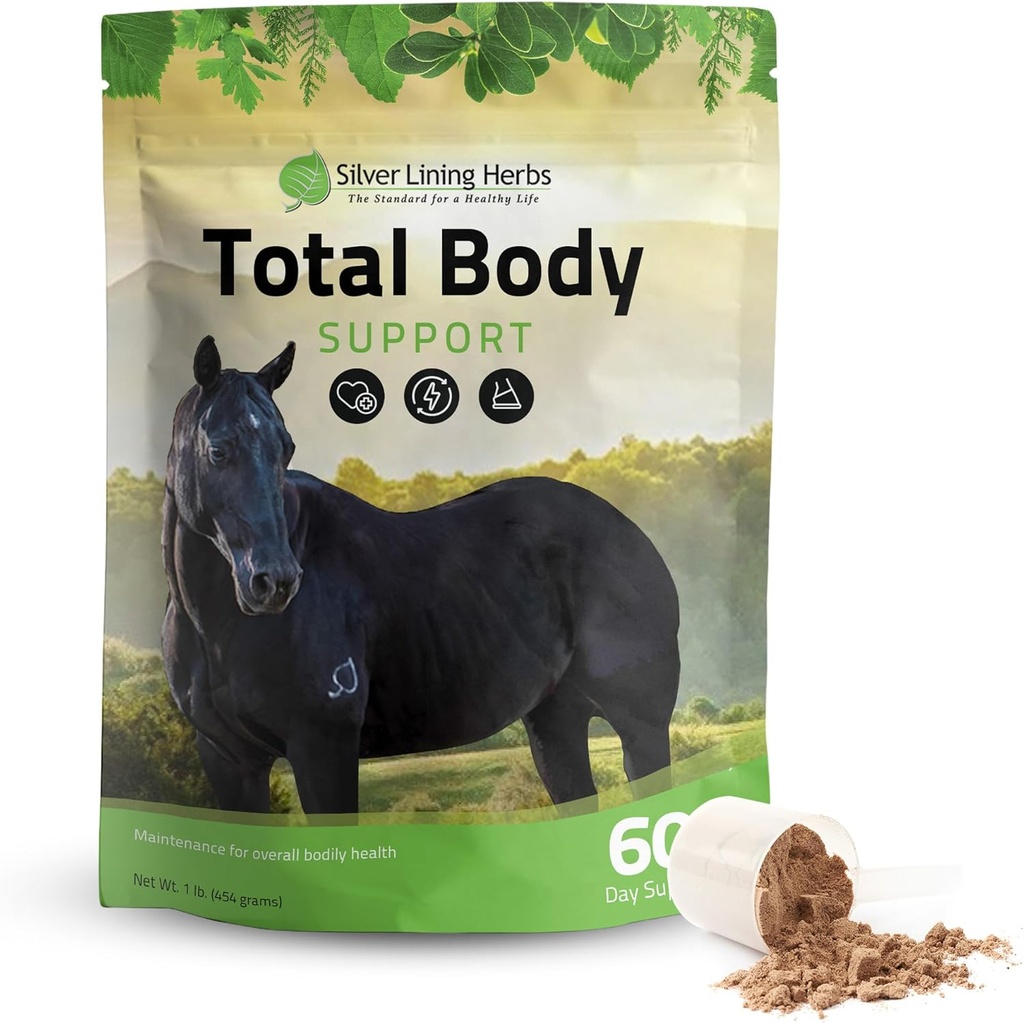 Silver Lining Herbs Total Body Horse는 정신 및 전반적인 건강을 위한 분말을 보충합니다 - 말을위한 더 나은 피부 & 건강한 외투 - 자연적인 초본 Equinity 말 보충교재 - 1개 lb 부대를 승진시키기