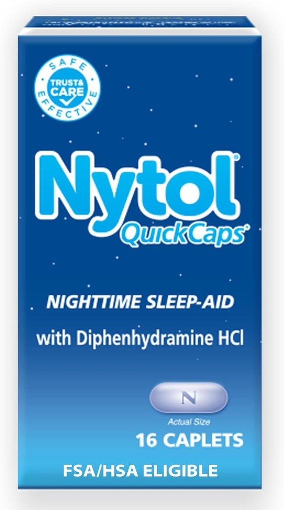 Nytol Quick Caps 야간 수면 보조, 당신이 잠을 빠는 데 도움이, 16 Caplets