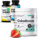 ColonBroom Psyllium Husk Powder, Colon Broom Colon Cleanser Fiber Supplement for Bloating Relief & Gut Health + Day & Night Burner Supplements, 체중 관리 알약 (60 서빙), 3 항목