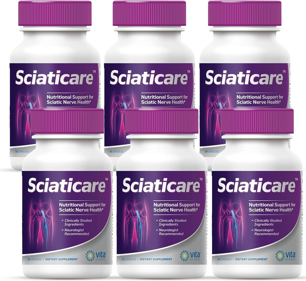 자연적인 R-ALA 모양 40X 힘을 가진 비타 과학 Sciaticare Nerve Soothing 보충교재 비타민, 합성 알파 Lipoic 산 (ALA) - 더 낮은 Lumbar Sciatica - 60의 조사 (6의 포장)