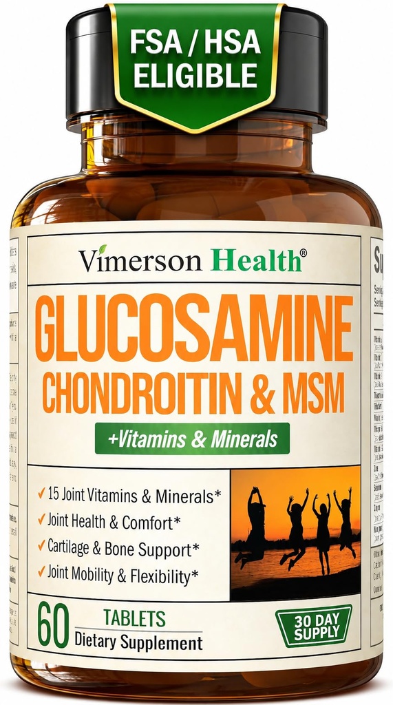 Glucosamine Chondroitin MSM 보충교재 – 남자와 여자 w/Glucosamine 황산염 1000mg, Chondroitin 황산염 & MSM, 비타민 B12 및 합동 건강을 위한 진보된 합동 보충교재 – FSA Eligible