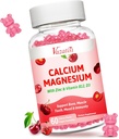 칼슘 마그네슘 아연 Gummies, 칼슘 마그네슘 2 : 비타민 D3 및 B12 지원 근육, 계류 및 면역성, 60 Vegan Cherry 풍미 Gummies
