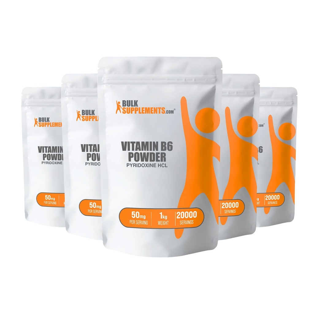 BulkSupplements.com Pyridoxine HCl 분말 - 비타민 B6 보충, 비타민 B6 50mg - 면역 지원, 글루텐 무료, 서빙 당 Pyridoxine B6의 50mg, 5kg (11 파운드) (포장 5)