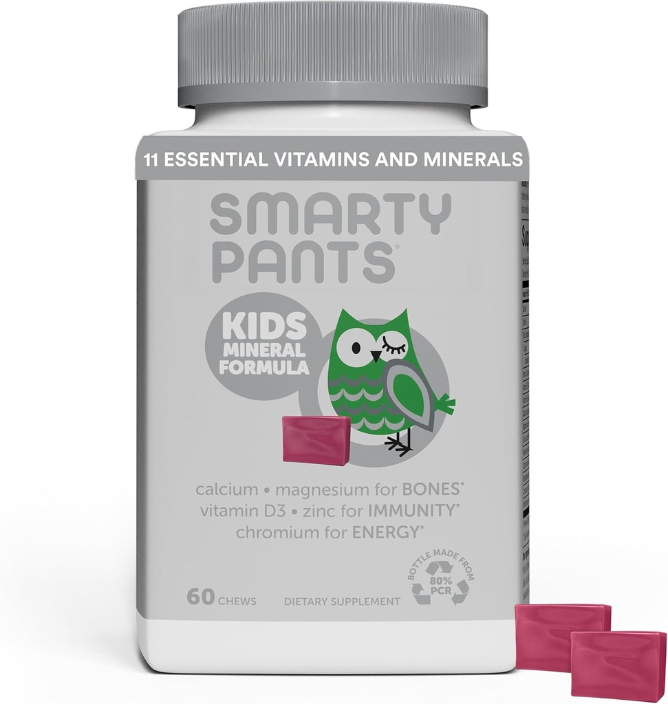 SmartyPants Kids Mineral Chews : 비타민 D3, 비타민 C, K2, 아연 및 셀레늄, 60 카운트 (30 일 공급)