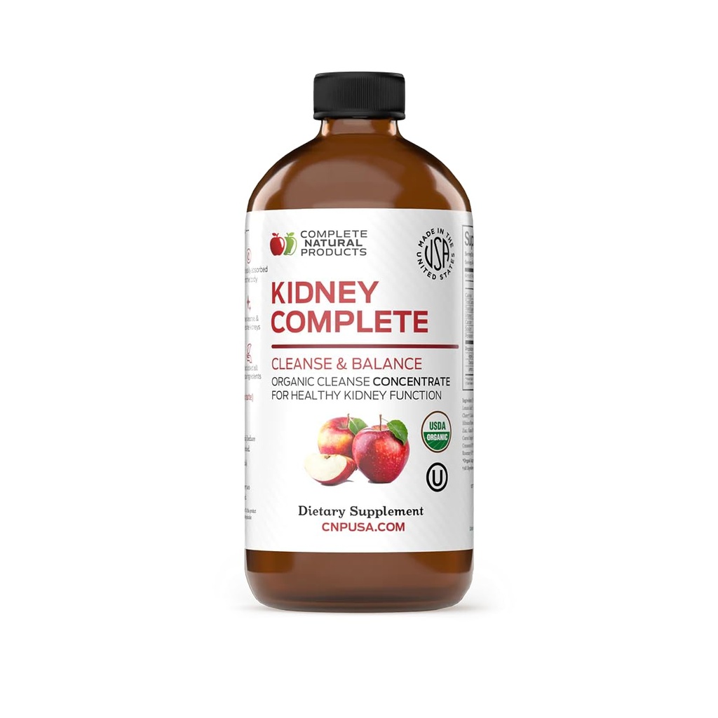 완전한 자연 Kidney Complete - Kidney Support, Cleanse 및 Detox for Apple Cider Vinegar, Lemon, Organic Chanca Piedra, Beet, Citric Acid, Vitamin C, & More - 12oz