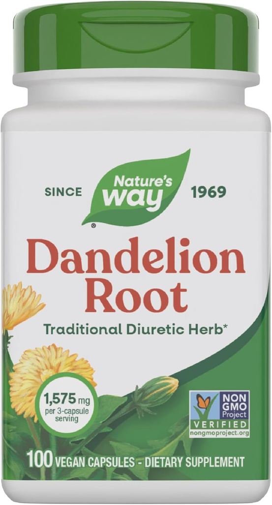 Nature's Way Dandelion Root, 전통 Diuretic Herb*, Vegan Dandelion Root Capsules, 100 카운트 (패키지 5 월 Vary)