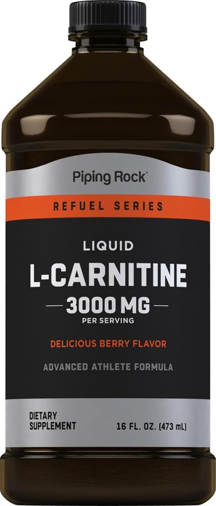 Piping Rock L-Carnitine Liquid | 3000mg | 베리 맛 | 고급 Athlete 공식 | Refuel 시리즈 보충 | 비 GMO, 글루텐 프리