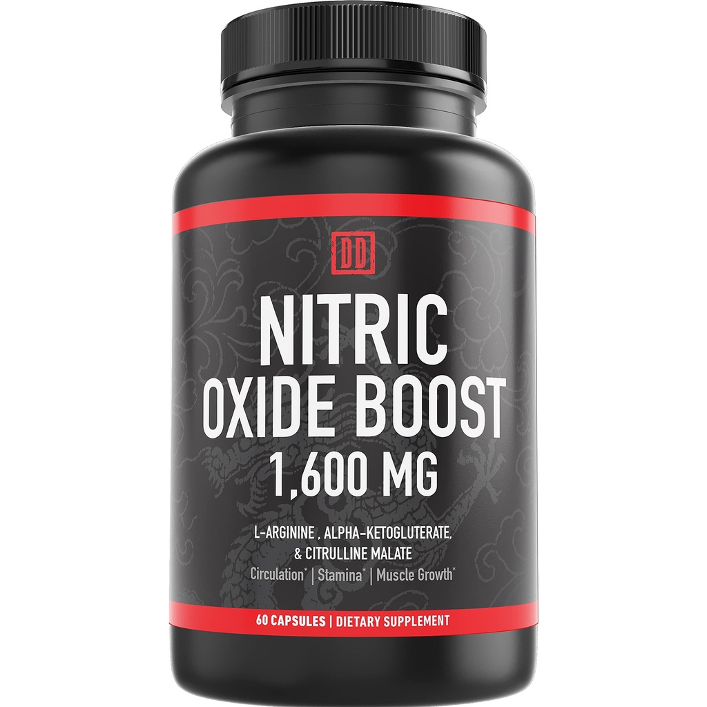 산화 질소 승압기 보충교재, 1600mg 여분 힘 L 아르기닌, Citrulline Malate 및 알파 Ketoglutarate (60 조사, 1 병)