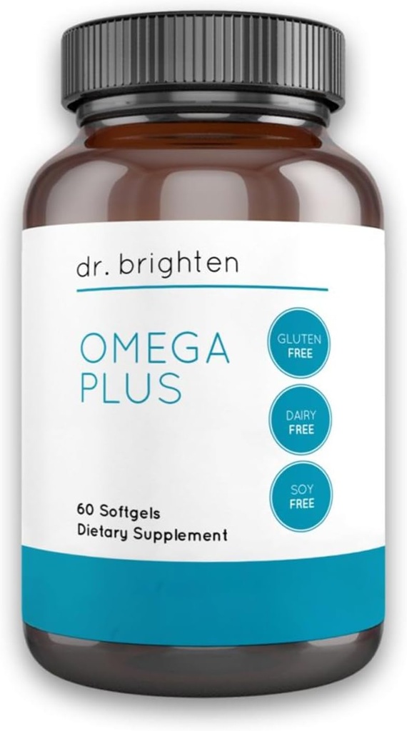 Dr. Brighten Omega Plus - 1600 mg의 EPA / DHA Non-GMO Fish Oil Supplement for Heart, Brain 및 면역 체계 - 60 Softgels
