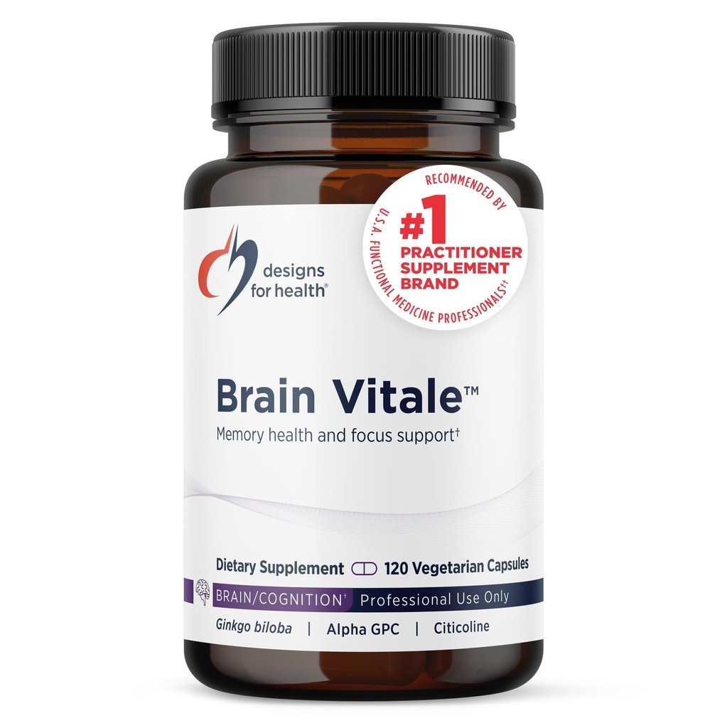 Cognizin Citicoline을 가진 건강 두뇌 Vitale를 위한 디자인 - GPC Choline, Ginkgo + Acetyl L Carnitine HCL (120의 캡슐)를 가진 지원 Cognition, Mood + 기억을 돕기 위하여 'Nootropic' 보충교재