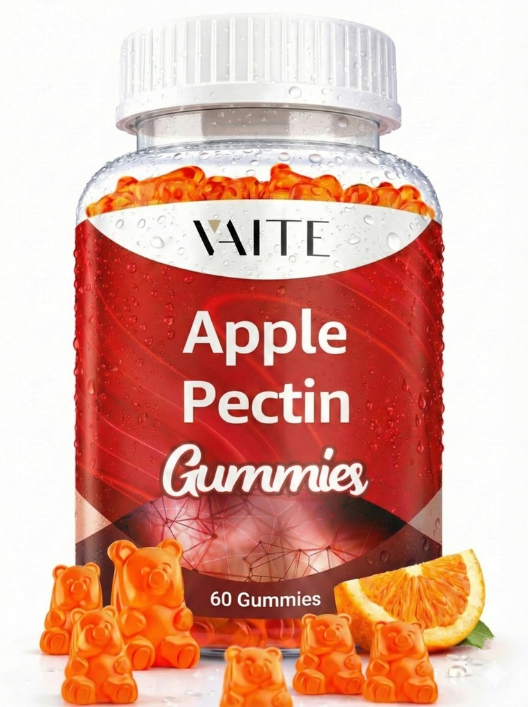 Apple Pectin Gummies - 2000mg 자연적인 콜레스테롤 낮은 지원을 가진 높 섬유 보충교재는, Digestive Wellness & Stomach 안락, 비 GMO & 글루텐 자유로운 초본 보충교재를 승진시킵니다 - 60 Vegan Gummy