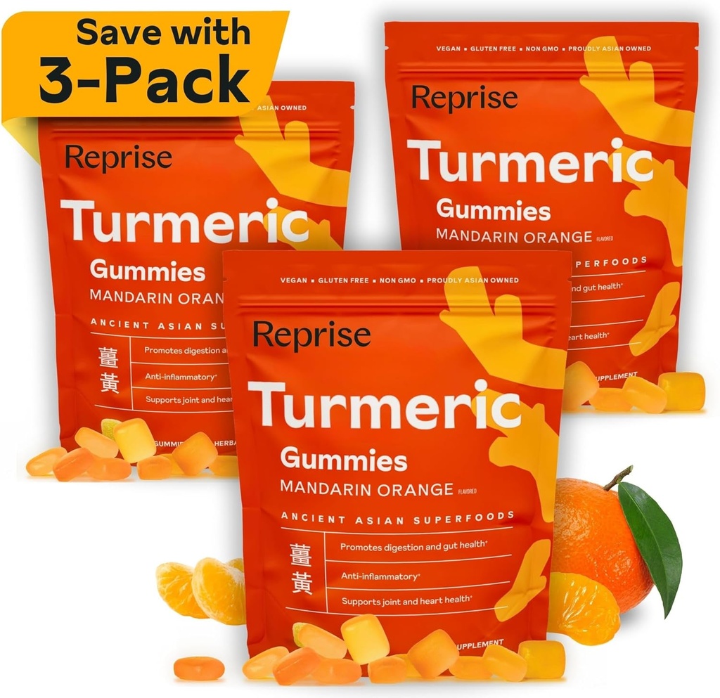 여성용 Turmeric Gummies | 여성용 Curcumin Supplement Gummies | 성인용 Turmeric Supplement | Natural Curcumin, Low-Sugar, Vegan, Mandarin Orange 맛, 45 개 (팩 3)