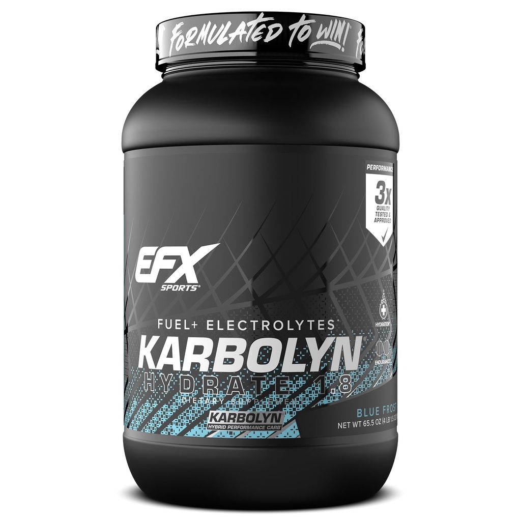 EFX Sports Karbolyn Hydrate | 탄수화물 가루 + 일렉트로트로닉스 | 슈가프리 스포츠 드링크 믹스 | 연료 & 하이드로션 | 자극제 무료 | 66 인분 (블루 서리)