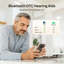 Yeasound OTC Hearing Aids for Senior, RIC700 Plus Bluetooth Call Enabled for iOS, 무선 충전식 보청기, 노이즈 감소 및 앱 제어, 비문 등급 사운드, 거의 보이지 않는 (금)