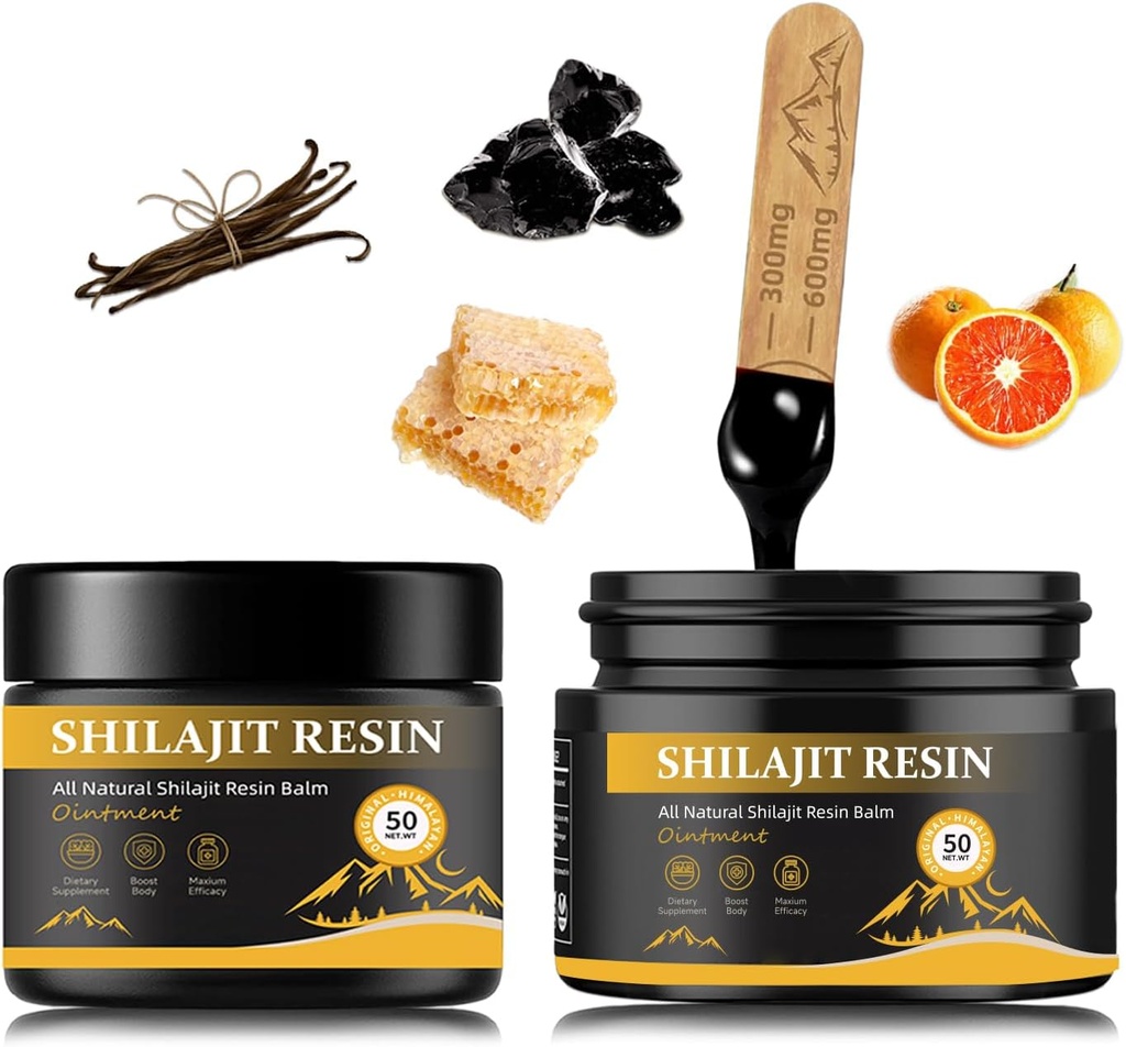 남자를 위한 shilajit 수지 - 85+ 추적 무기물에 있는 최대 힘 자연적인 유기 Shilajit 수지, 에너지, 면역성이 있는 지원을 위한 금 급료 Himalayan 순수한 Shiljait, 2 (6 달 공급)의 50 그램 팩