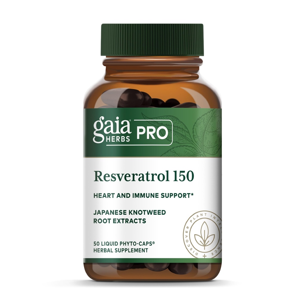 GAIA HERBS PRO Resveratrol 150 - Heart Health & Immune Support - 일본 Knotweed 포함 - Vegan, Soy-Free & Gluten-Free - 50 액체 Phyto-Caps (25 서빙)