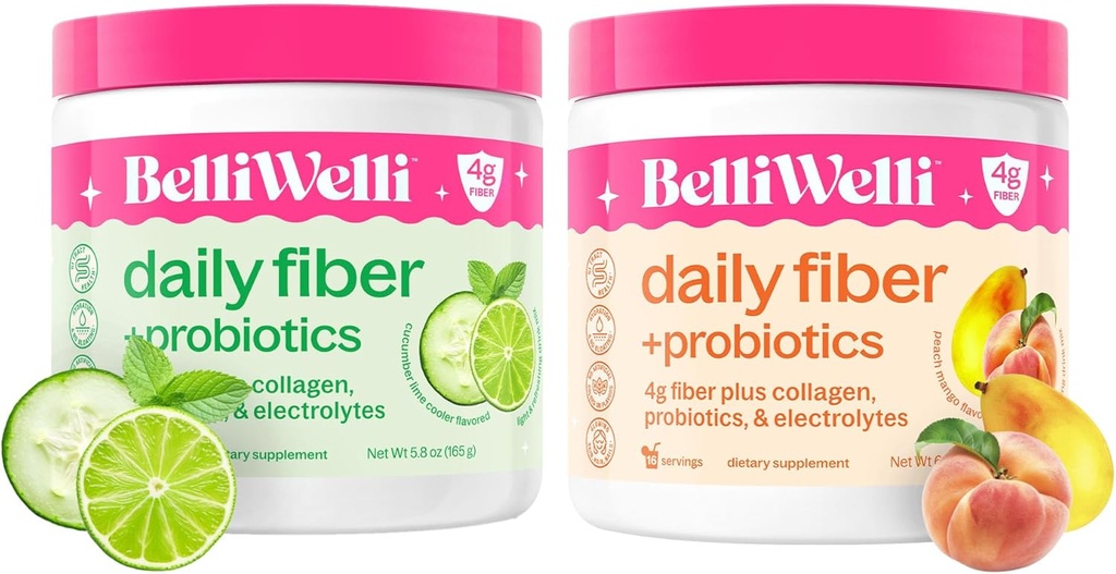 Collagen, Probiotics, Electrolytes & Hydration Support - Cucumber Lime Mint & Peach Mango Tastes - Digestive, Skin Health, Gut Balance - 32 서빙
