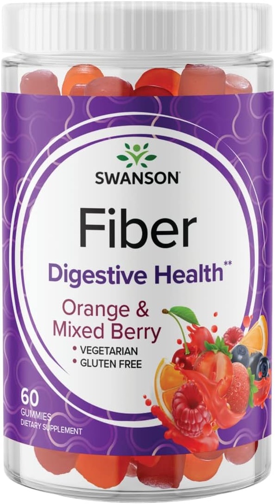 Swanson 혼합 Berry Fiber Gummies - 일반 및 건강한 립 레벨을 촉진하는 소화 지원 - 건강한 Gut Microbiome 지원을위한 모든 천연 공식 - (60 Gummies, 5g 각각)
