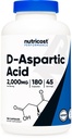 Nutricost D-Aspartic Acid (DAA) 캡슐 2000mg (180 캡슐) - 비 GMO 보충