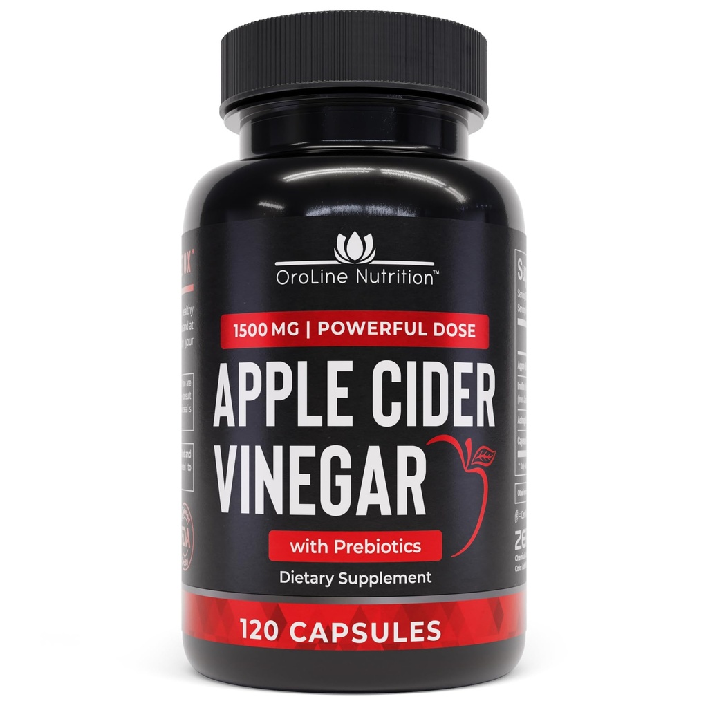 Apple Cider Vinegar 알약 Prebiotic, 2 개월 공급 - Apple Cider Vinegar 캡슐 - Apple Cider Vinegar 보충제, Apple Vinegar 정제 - 여성 및 남성 1500 mg의 에너지 및 Gut 건강 지원
