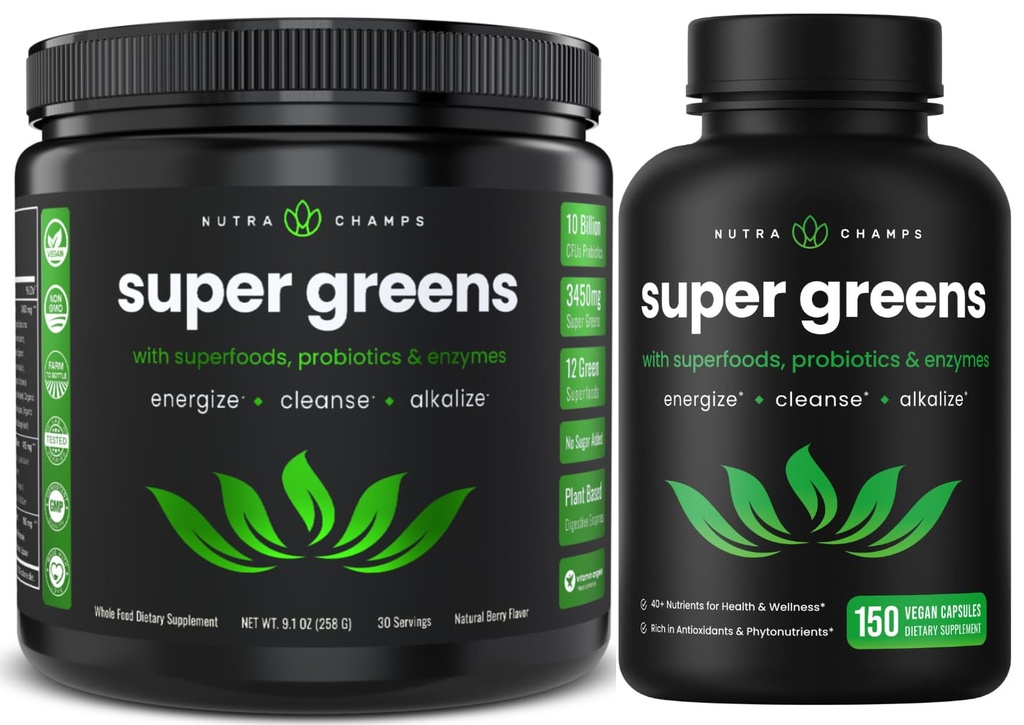 NutraChamps 슈퍼 그린 분말 & 슈퍼 그린 캡슐