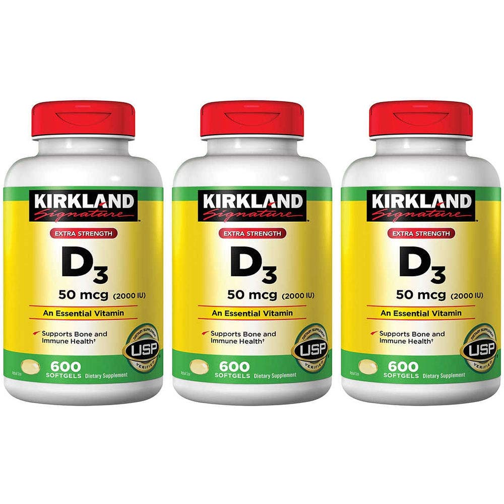Kirkland Signature 최대 힘 비타민 D3 2000 I.U., 3의 팩